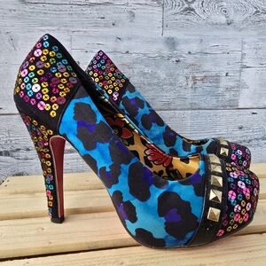 Iron Fist X Marks the Spot Sequin Platform Heels Size 7